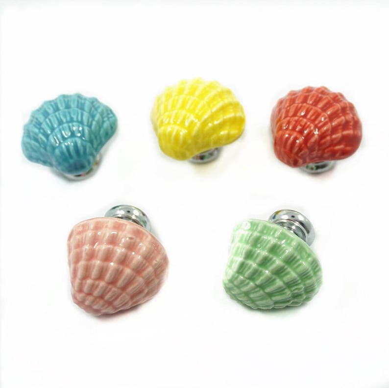 Shell Ceramic Knobs Dresser Pulls Handle Drawer Knob White Etsy