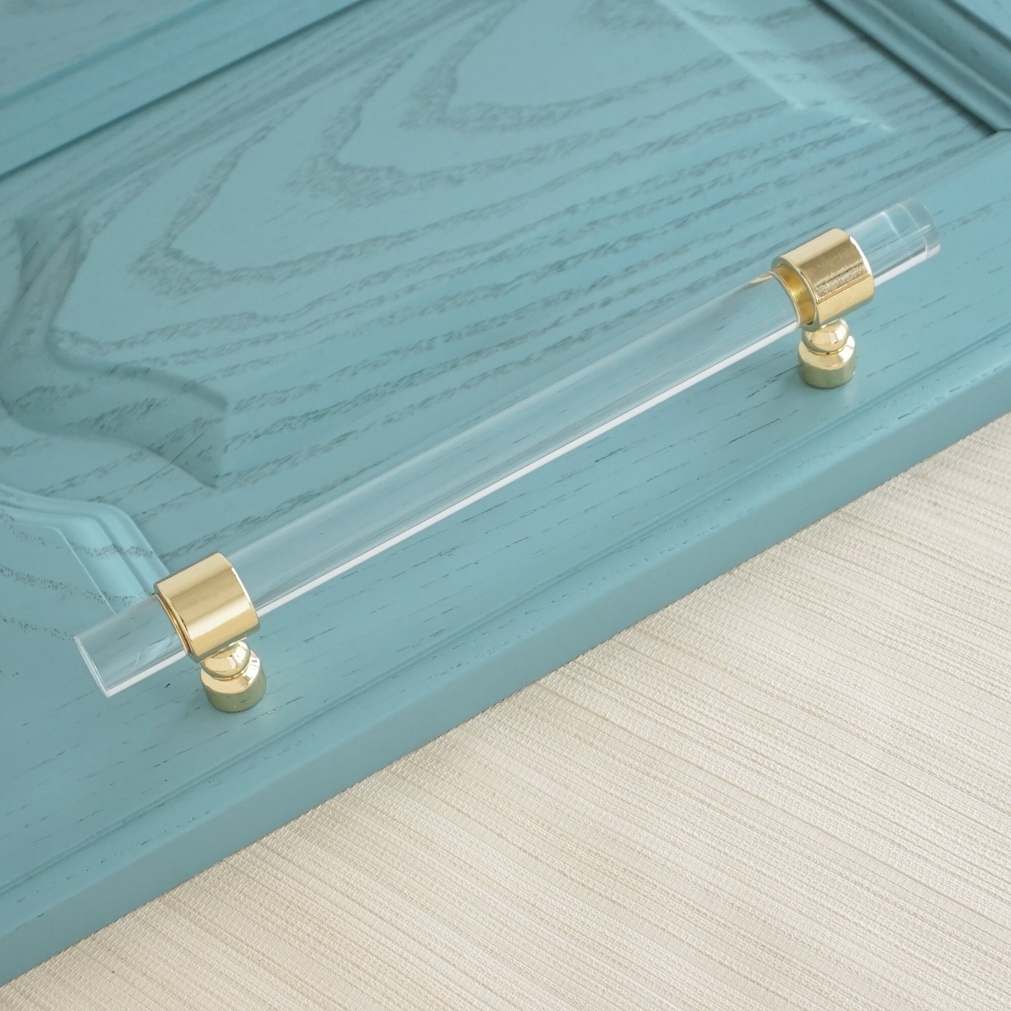 Customsize Acrylic Handles Pulls Gold Clear Lucite Etsy