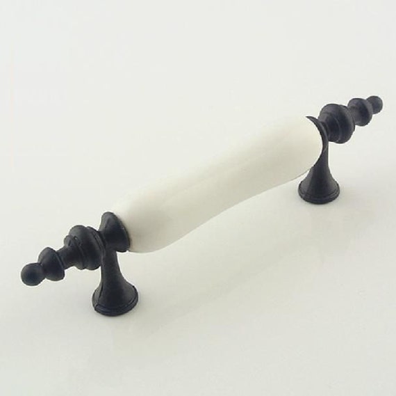 Drawer Pull Handles White Ceramic Black Dresser Pulls Knobs Image 0