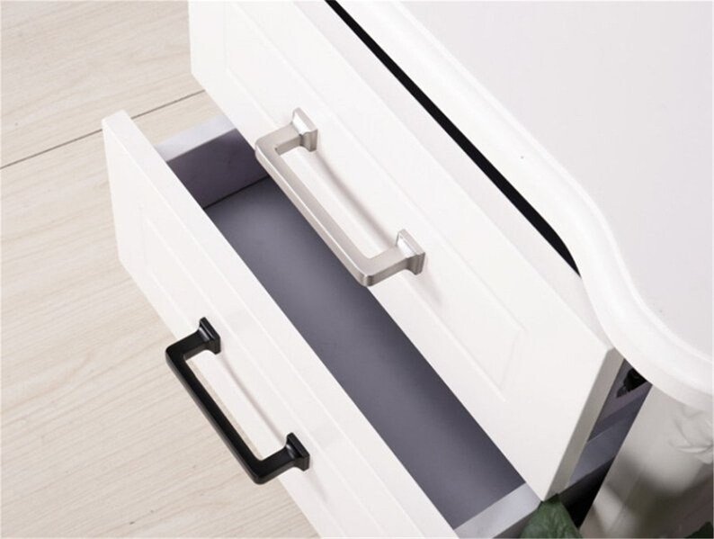 3.78 5 6.3 7.55/'/' 8.8 12.6 Black Cabinet Handles Brushed Steel Dresser Drawer Knobs Pulls Cupboard Handles Kitchen Pulls 224 320mm