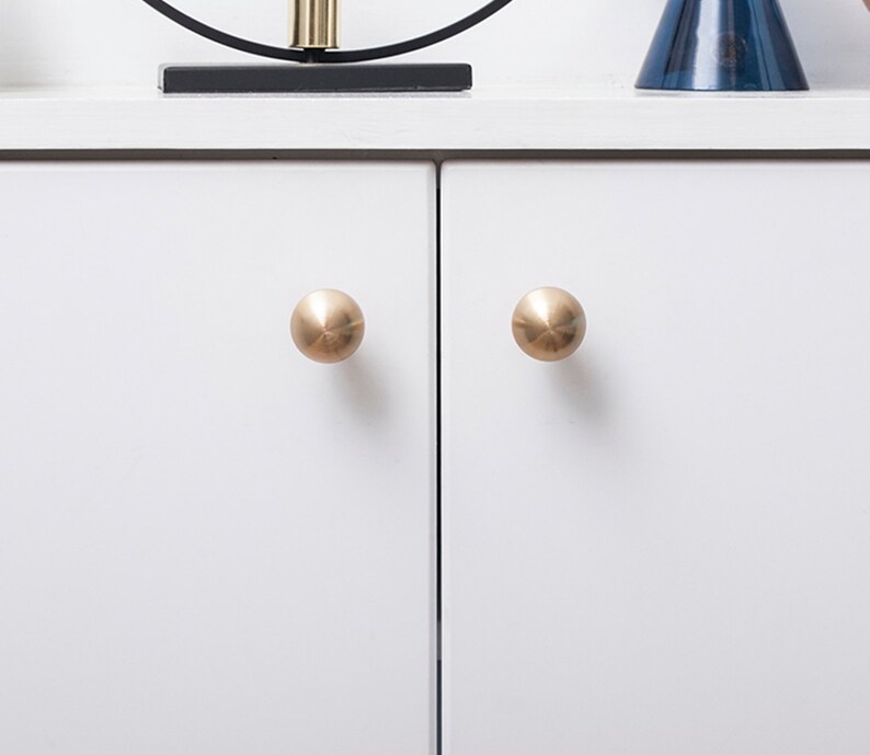 Brass Knobs Round Knob Small Door Knobs Dresser Pull Etsy