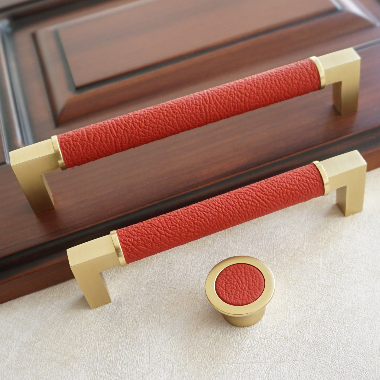 5 6.3 Solid Brass Kitchen Cabinet Door Handle Red - Etsy