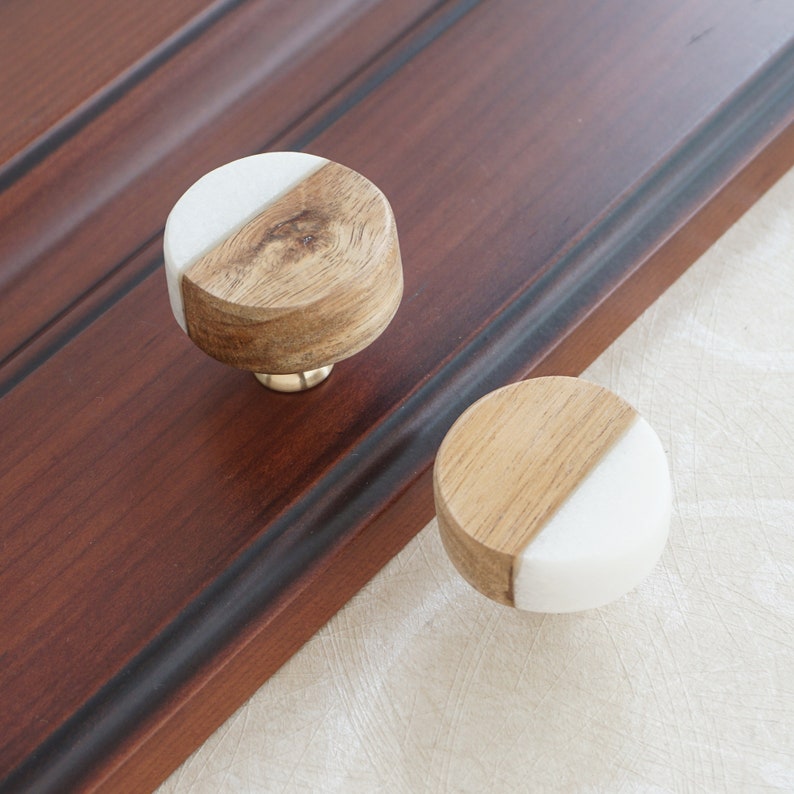 Simple Door Knobs Knobs Nordic Brass Knobs Wood Marble Etsy