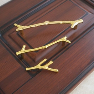 3.78'' 5'' Shiny Gold Branches Cabinet Knobs Drawer Pull Handles Knobs Dresser Knob Pulls Twigs Furniture Hardware 96 128mm