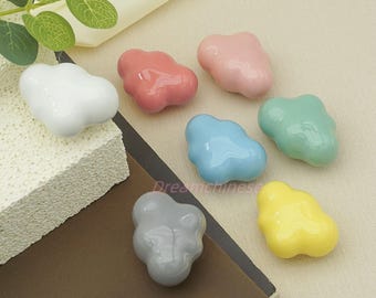Niepowtarzalne ceramiczne gałki w kształcie chmurek dla dzieci, urocze gałki do komody, wyjątkowe gałki do szuflad, meble do sypialni dla dzieci, różowe, białe, niebieskie, zielone, żółte
