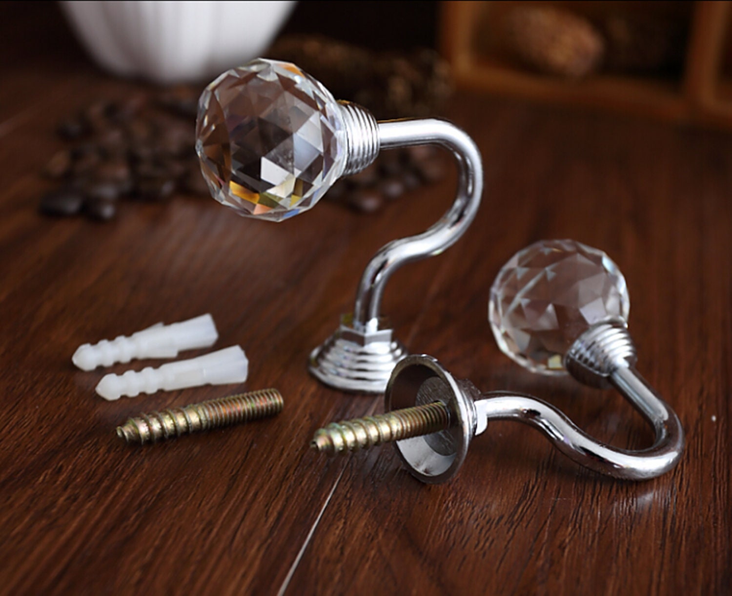 Glass Decorative Hooks / Wall Hooks Clear Silver Metal Crystal Etsy
