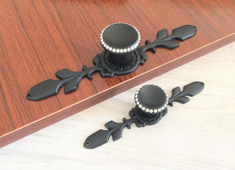 Crystal Pulls Black US Drawer Pulls Handle Glass Dresser Knob Etsy
