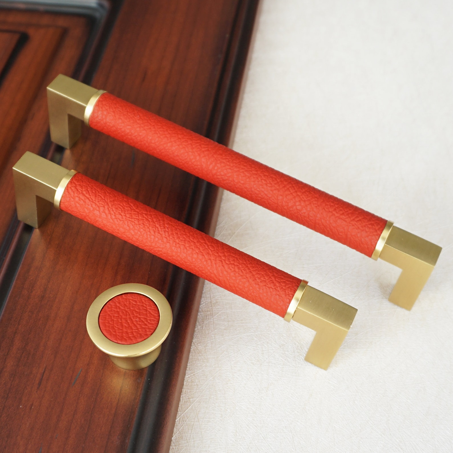 5 6.3 Solid Brass Kitchen Cabinet Door Handle Red - Etsy