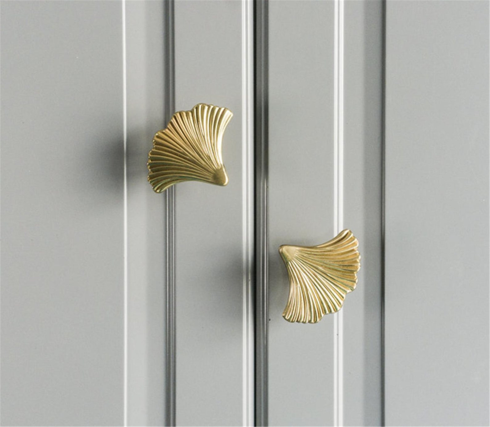 Ginkgo Leaf Brass Knobs Kitchen Pulls Knobs Handles Etsy
