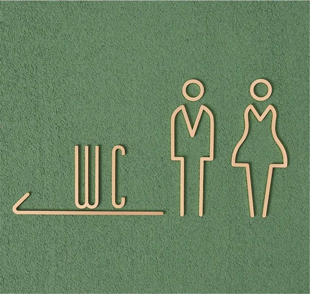 Gold Bathroom Sign /brass Restroom Door Sign/ Male and Female Toilet