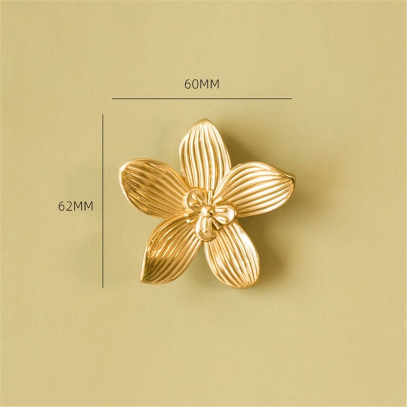 Brass Flower Knobs Kitchen Pulls Knobs Handles Nordic Etsy