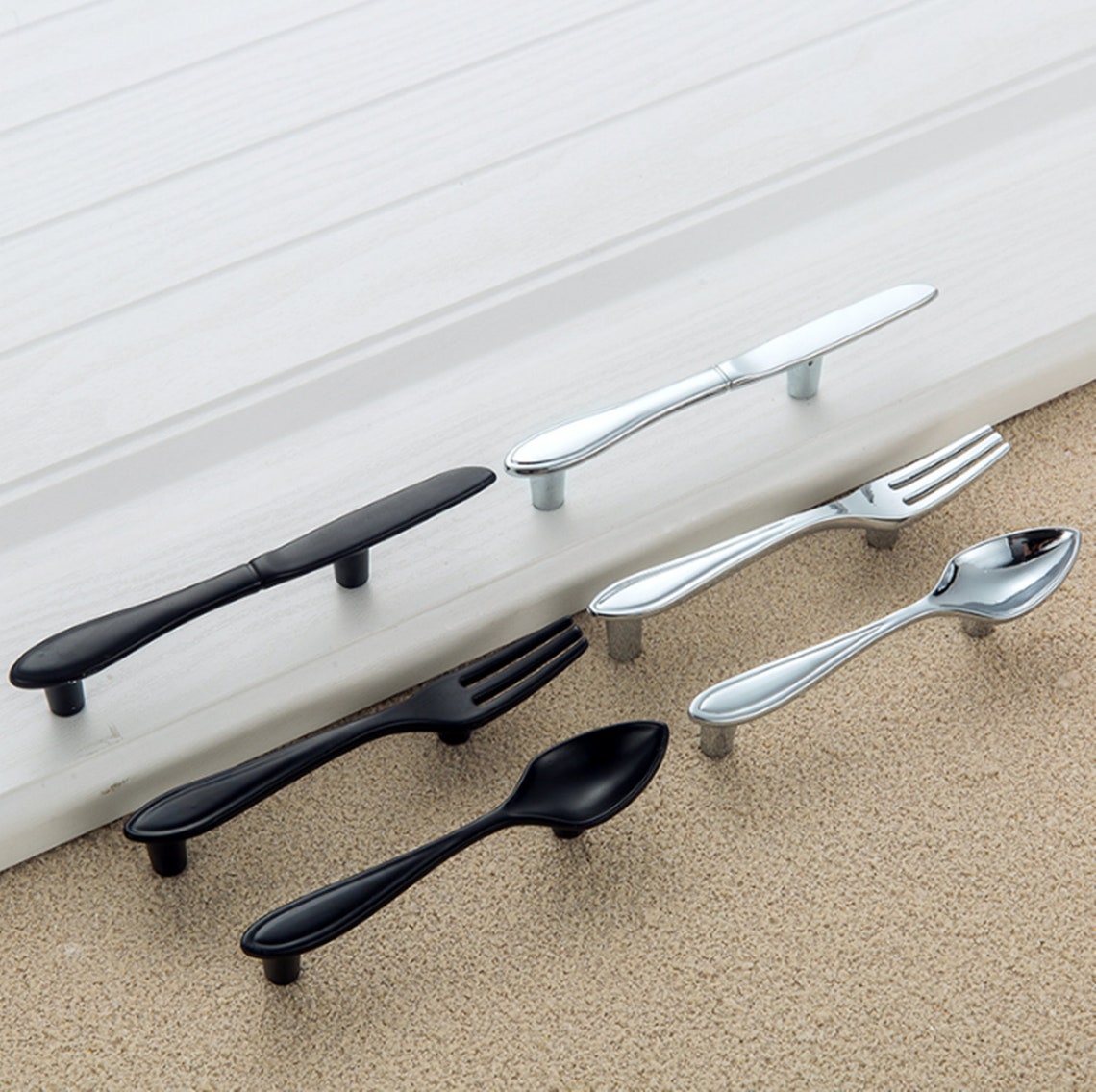 3 Spoon Fork Knife Drawer Pulls Handles Kitchen Etsy