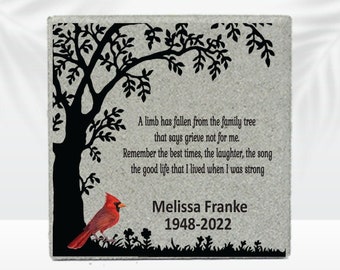 Memorial Stone - Sympathy Gift  Bereavement Gift  Funeral Gift - Cardinal Memorial - Condolence Gift - Custom Memorial Gift - Tree Cardinal