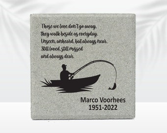 Memorial Stone - Sympathy Gift  Bereavement Gift  Funeral Gift - Fisherman Memorial - Condolence Gift - Custom Memorial Gift -12x12 Memorial