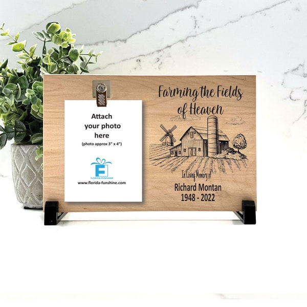 Farmer Memorial Gift, Farmer Memorial Frame, Loss of loved one memorial frame, Farm Memorial, Choice of wood background color