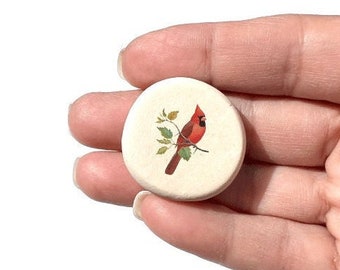 Cardinal Stone - Cardinal Rock - Clay Stone - Pocket Stone - Memorial Stone - Sympathy token - Funeral Gift -Sympathy Gift - Choice of Size