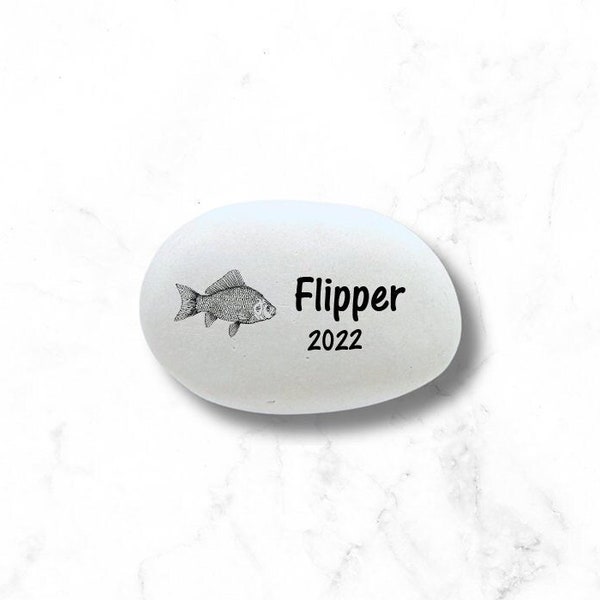 Fish Memorial Stone- Personalized Pet Keepsake- Pet Loss Gift - Custom Fish Sympathy Gift - Pet Condolence Gift- Fish Burial Marker