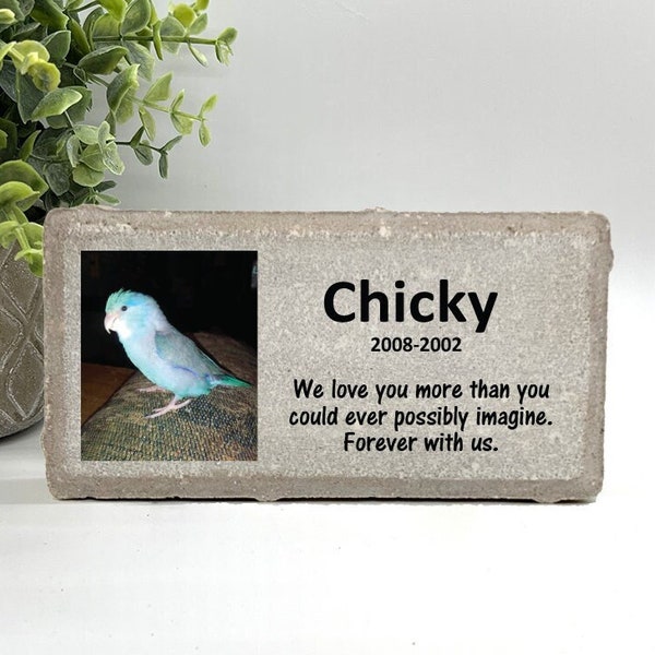 Bird Memorial Stone with Photo - Personalized Memorial Stone - Pet Loss Gifts - Bird Sympathy Gift -Bird Memorial Gift