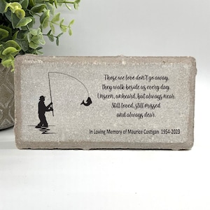 Fisherman Memorial Stone Sympathy Gift Bereavement Gift Funeral Gift Fisherman Memorial Condolence Gift Custom Memorial Gift image 1