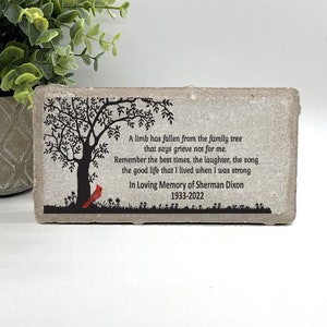 Cardinal Memorial Stone, Personalized Sympathy Gift, Funeral Gift, Condolence Gift, Custom Memorial Gift, Cardinal Memorial Gift