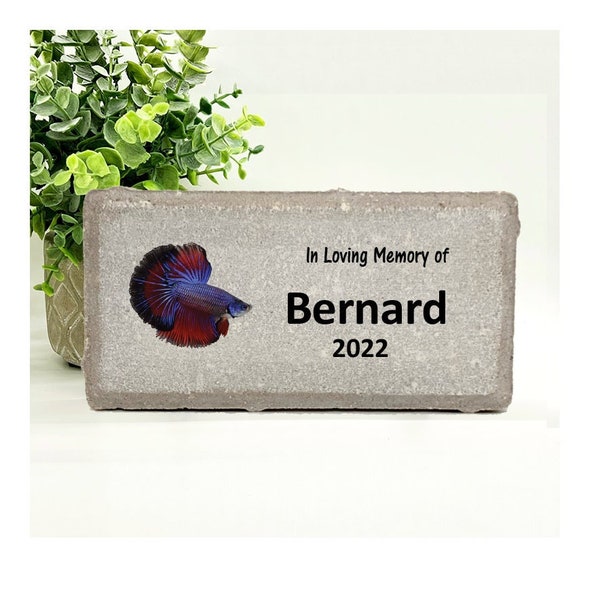 Betta Fish Memorial Stone -Memorial Gift - Personalized Fish Keepsake - Pet Fish Sympathy Gift- Siamese Fighting Fish Memorial - Beta fish