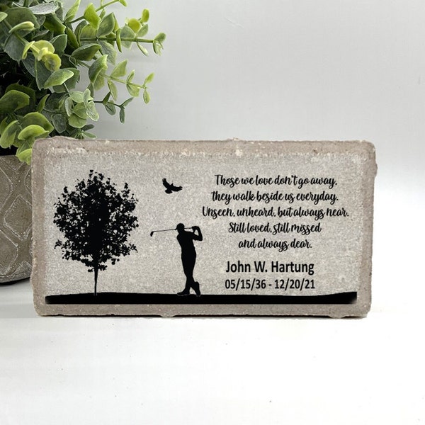 Golfer Memorial Gift - Memorial Stone - Sympathy Gift  Bereavement Gift -  Condolence Gift - Custom Memorial Gift- Golfer Memorial Stone