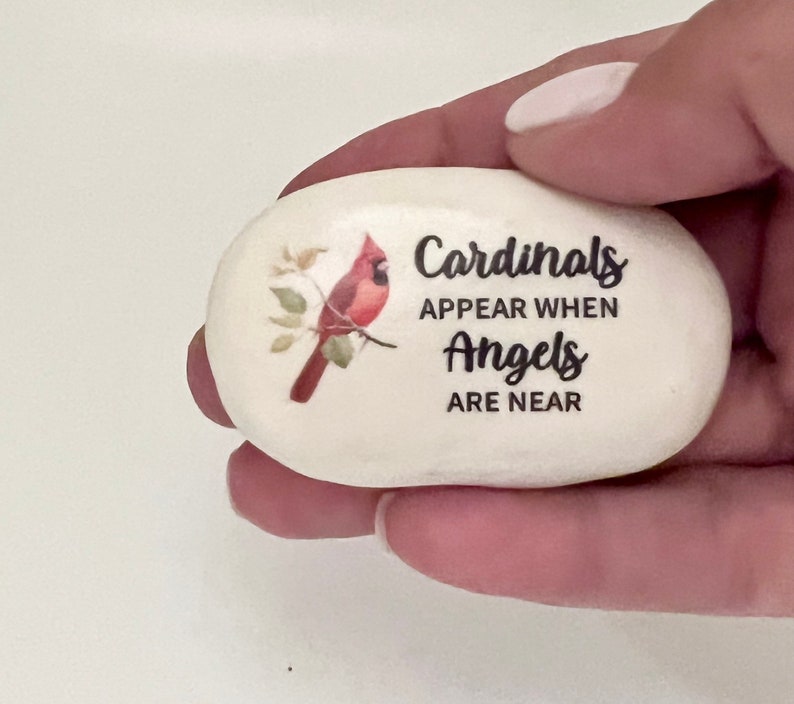 Gift Stone Cardinal Stone Cardinal Rock Handcrafted Stone Pocket Stone Memorial Stone Funeral Gift Sympathy Gift image 3