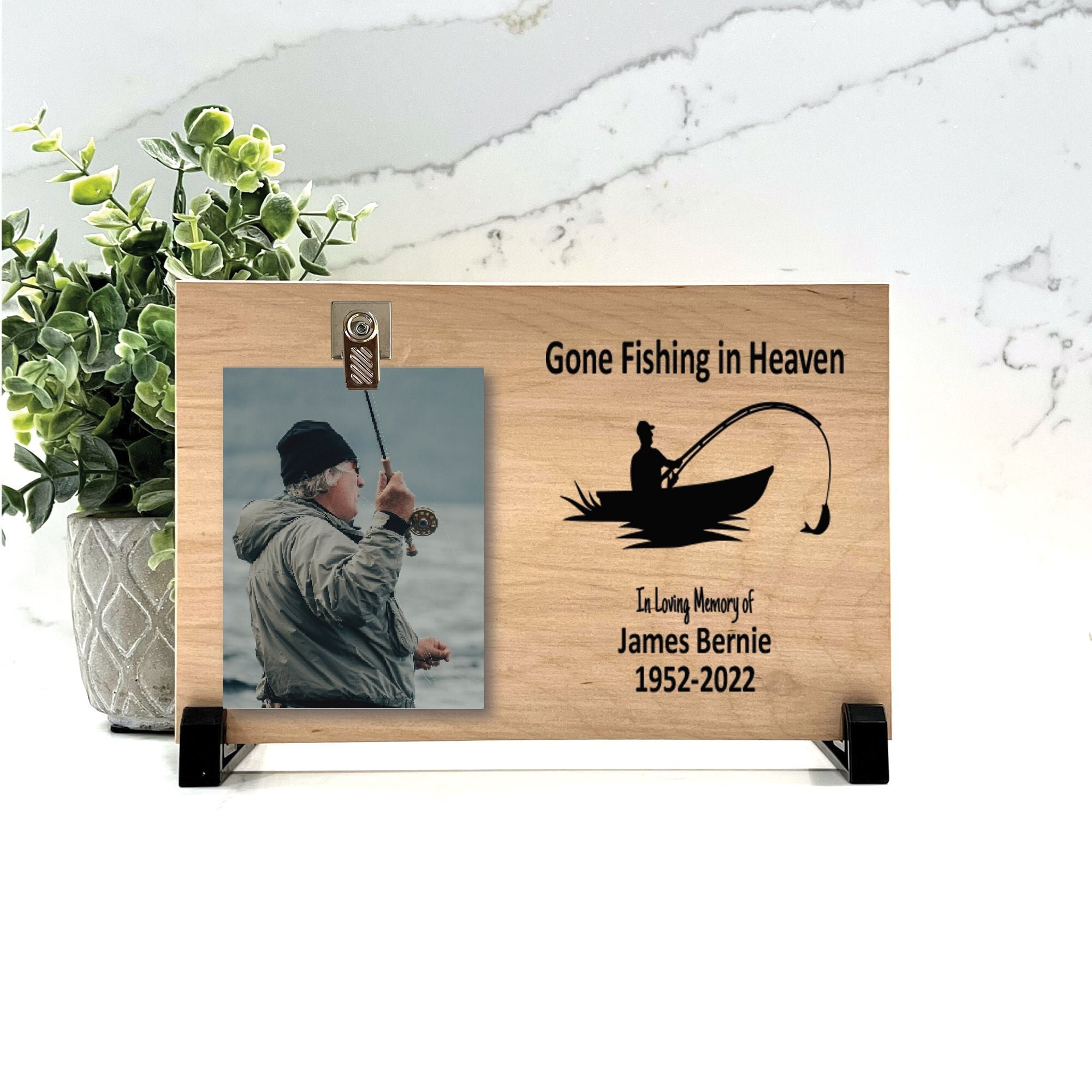 Fisherman Memorial Gift, Gone Fishing in Heaven Memorial Frame