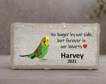 Parakeet Memorial Stone- Green Parakeet Memorial - Personalized Bird Keepsake- Bird Sympathy Gift- Pet Loss Gift- Green parakeet
