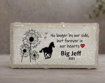 Horse Memorial Stone-  Pet Memorial Stone - Loss of Horse - Horse Sympathy Gift - Horse Keepsake- Choice of Marble, Concrete, or Slate Stone
