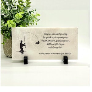 Fisherman Memorial Stone Sympathy Gift Bereavement Gift Funeral Gift Fisherman Memorial Condolence Gift Custom Memorial Gift image 3