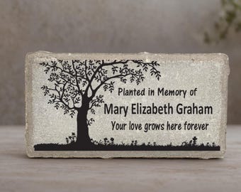 Planted in Memory of - Memorial Stone- Concrete Paver Memorial Marker - Your love grows here forever- Personalized Tree Memorial Plaque