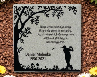 Memorial Stone - Sympathy Gift  Bereavement Gift  Funeral Gift - Golfer Memorial - Condolence Gift - Custom Memorial Gift -12x12 Memorial