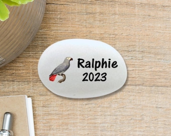 Personalized African Grey Memorial Stone - Custom Bird Keepsake