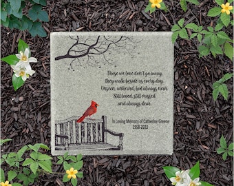 Memorial Stone - Sympathy Gift  Bereavement Gift  Funeral Gift - Cardinal Memorial - Condolence Gift - Custom Memorial Gift - Bench Cardinal