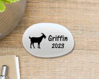 Goat Memorial Stone- Personalized Pet Keepsake- Pet Loss Gift - Custom Goat Sympathy Gift - Goat Memorial Gift