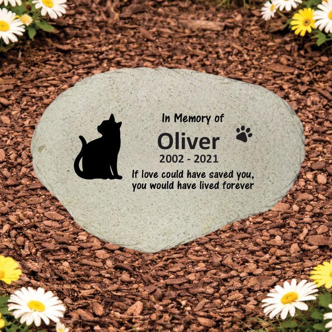 Personalized Cat Memorial Stone, Cat Garden Marker, Pet Sympathy Gift ...