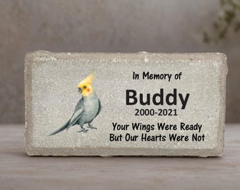 Cockatiel Memorial Stone- Personalized Pet Memorial Gift - Pet Loss Gifts - Pet Sympathy Gift - Indoor and Outdoor Stone Choices