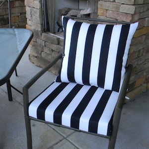 RSH Decor Outdoor Black and White Stripe Foam Cushion & Back Pillow Set for Patio Dining - Choose Size