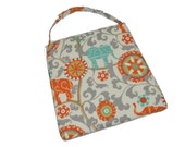 Indoor Outdoor Soho Rattan Wicker Banana Leaf Seagrass Parson Chair Foam Seat Cushion Orange Teal Bohemian Elephant - 18.75 quot x 18.25 quot