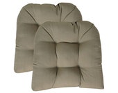 Sunbrella Linen Champagne Love Seat Cushion - Indoor Outdoor Wicker Loveseat Settee Tufted Cushion - Choose Size