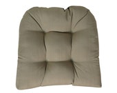 Sunbrella Linen Champagne Wicker Chair Cushion - Indoor Outdoor Tufted Wicker Chair Seat Cushion - Choose Size