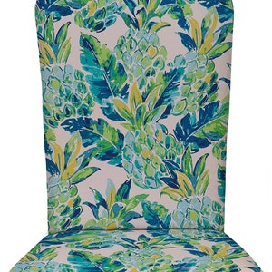 RSH Decor Foam 2 thick Adirondack Chair Cushion Outdoor, Vida Opal Blue Green Pineapple Lily Floral print image 1