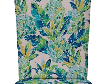 RSH Decor Foam 2" thick Adirondack Chair Cushion Outdoor, Vida Opal Blue Green Pineapple Lily Floral print