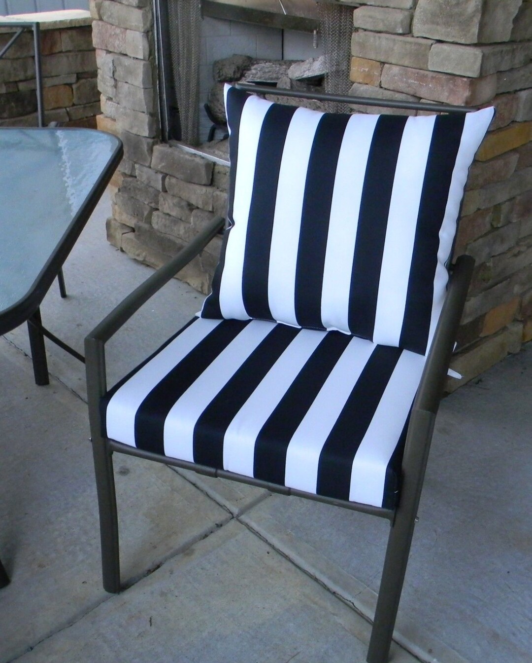 RSH Decor Outdoor Black and White Stripe Foam Cushion Back Pillow Set for Patio Dining Choose Size Etsy