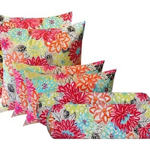 RSH Decor Indoor / Outdoor Set Of 6 Pillows 2 17 or 20 Square Throw Pillows, 2 20x12 Lumbars, 2 20x6 Neckrolls Choose Pattern image 1