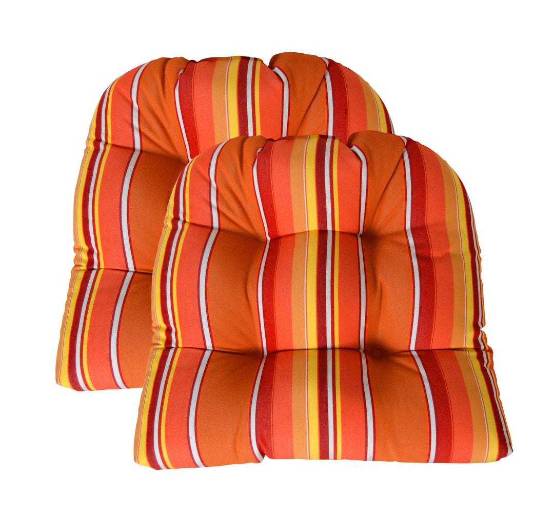 Sunbrella Dolce Mango 2 Piece Wicker Chair Cushion Set Indoor / Outdoor 2 Matching Wicker Chair