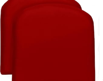 Set of 2 ~ FOAM 19" x 19" Universal U-Shape Cushion for Wicker Seat ~ Indoor Outdoor ~ Red Solid