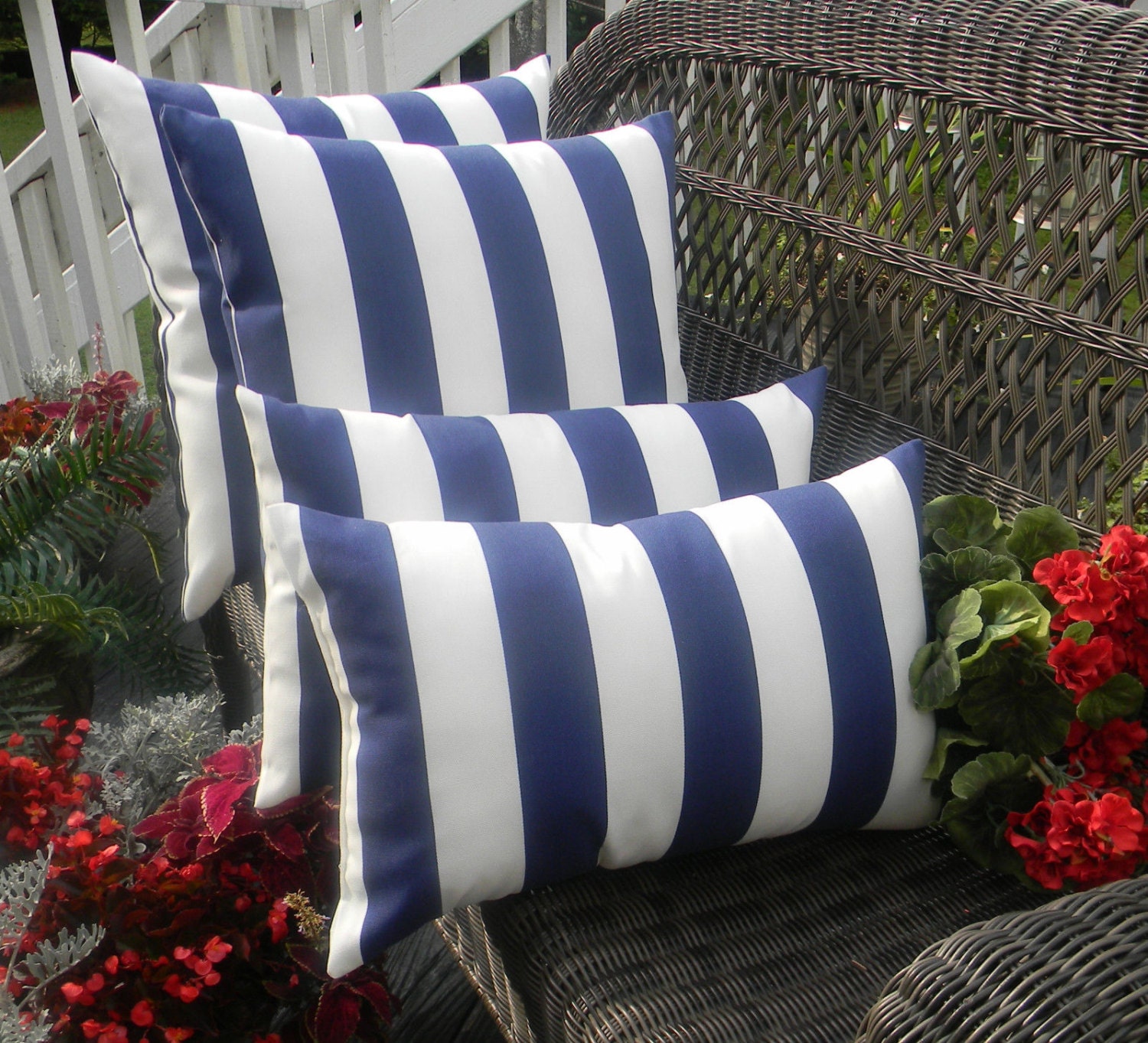 Blue And White Striped Patio Cushions Cabana Stripe Blue Striped