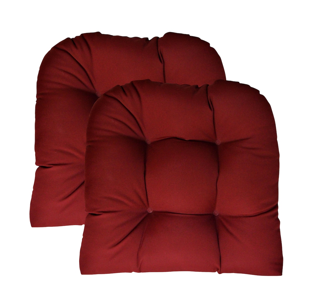 Sunbrella Canvas Burgundy 2 Piece Wicker Chair Cushion Set Etsy